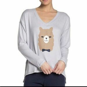 Free Press Llama Print Pajama Shirt